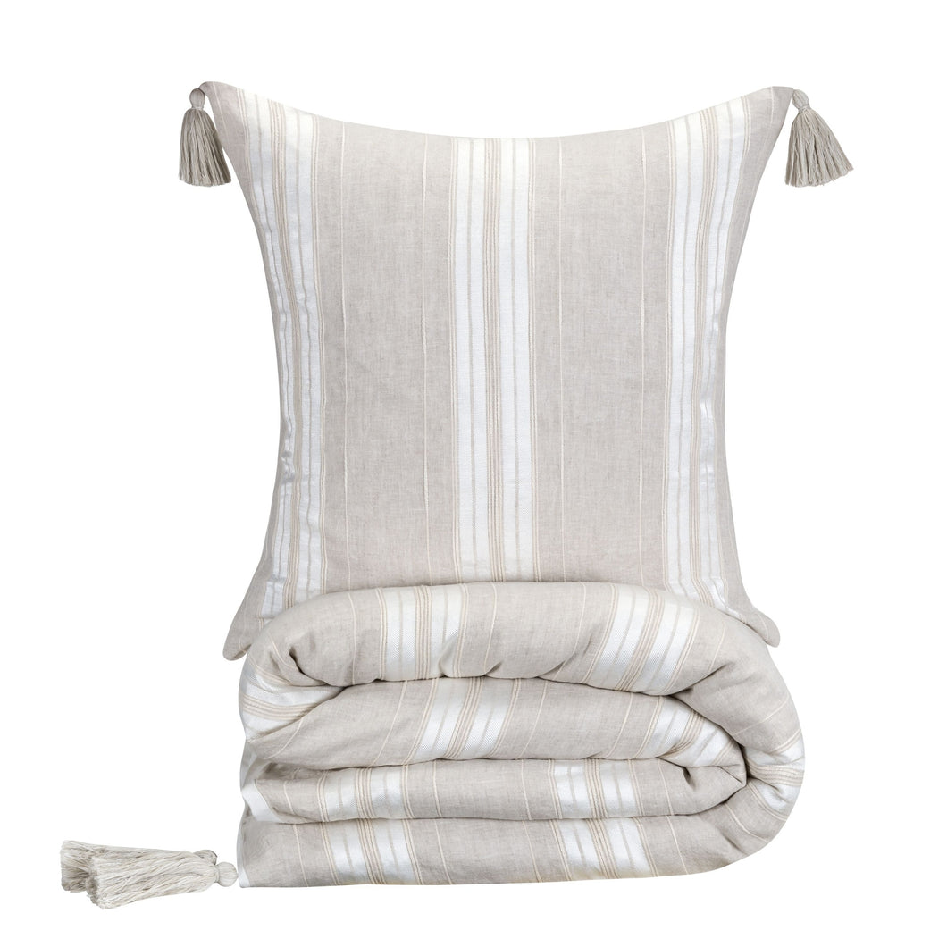 Enzo Linen Stripe Natural Duvet Cover