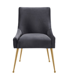 Beatrix Pleated Gray Velvet Side Chair