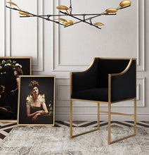 Load image into Gallery viewer, Atara Black Velvet Gold Chair
